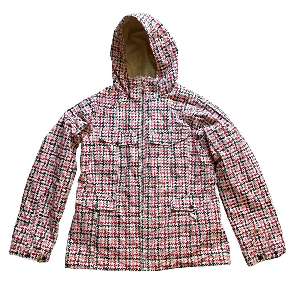 Burton Helsinki Houndstooth Pattern Women’s Ski Snow Jacket Winter Large Pink